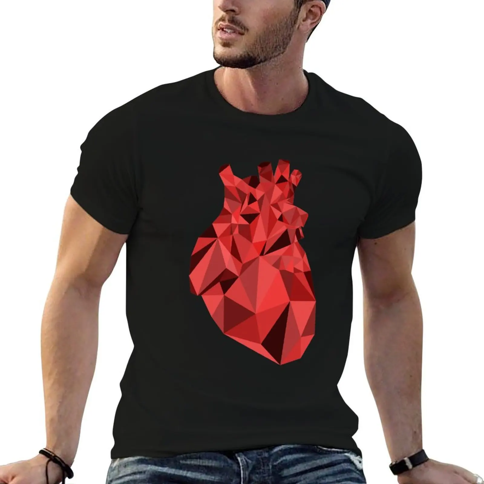

Polygon Heart T-Shirt man t shirt heavy cotton black cotton t-shirt plain for man package T-Shirt