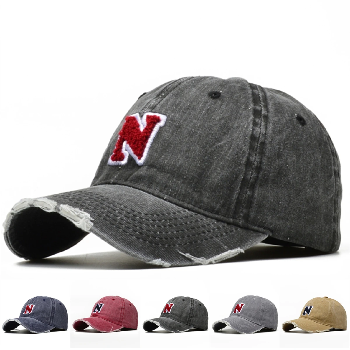 Retro Edge N Letters Baseball Caps for Women Men Street Casual Duck Tongue Dad Hat All Seasons