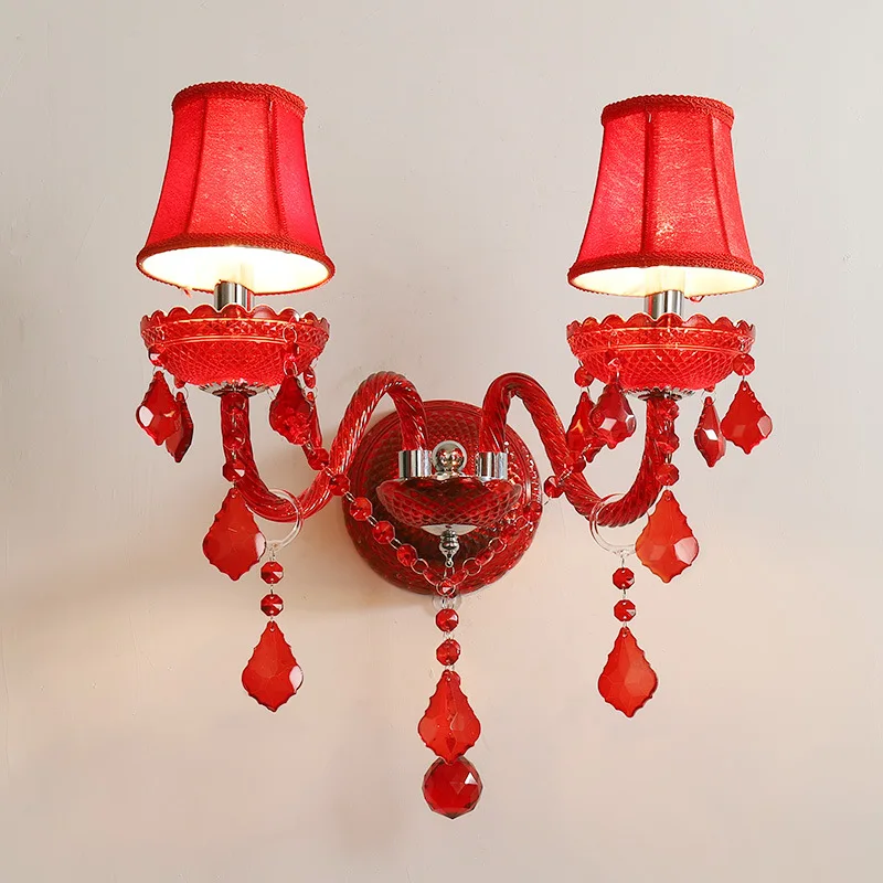 Crystal wall lamp Modern Living Room crystal Wall light Red Color Beside Crystal Wall Lighting Crystal Wall Sconce