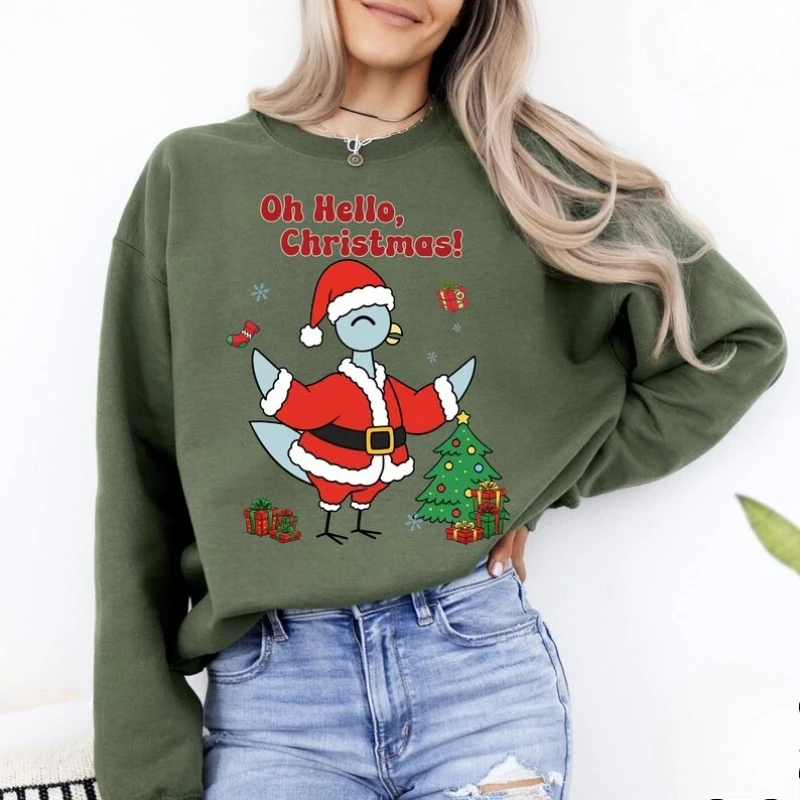 يا مرحبا عيد الميلاد حمامة البلوز مضحك عطلة حمامة قميص حمامة المعلم عيد الميلاد مريحة الخريف والشتاء الحرارية هودي