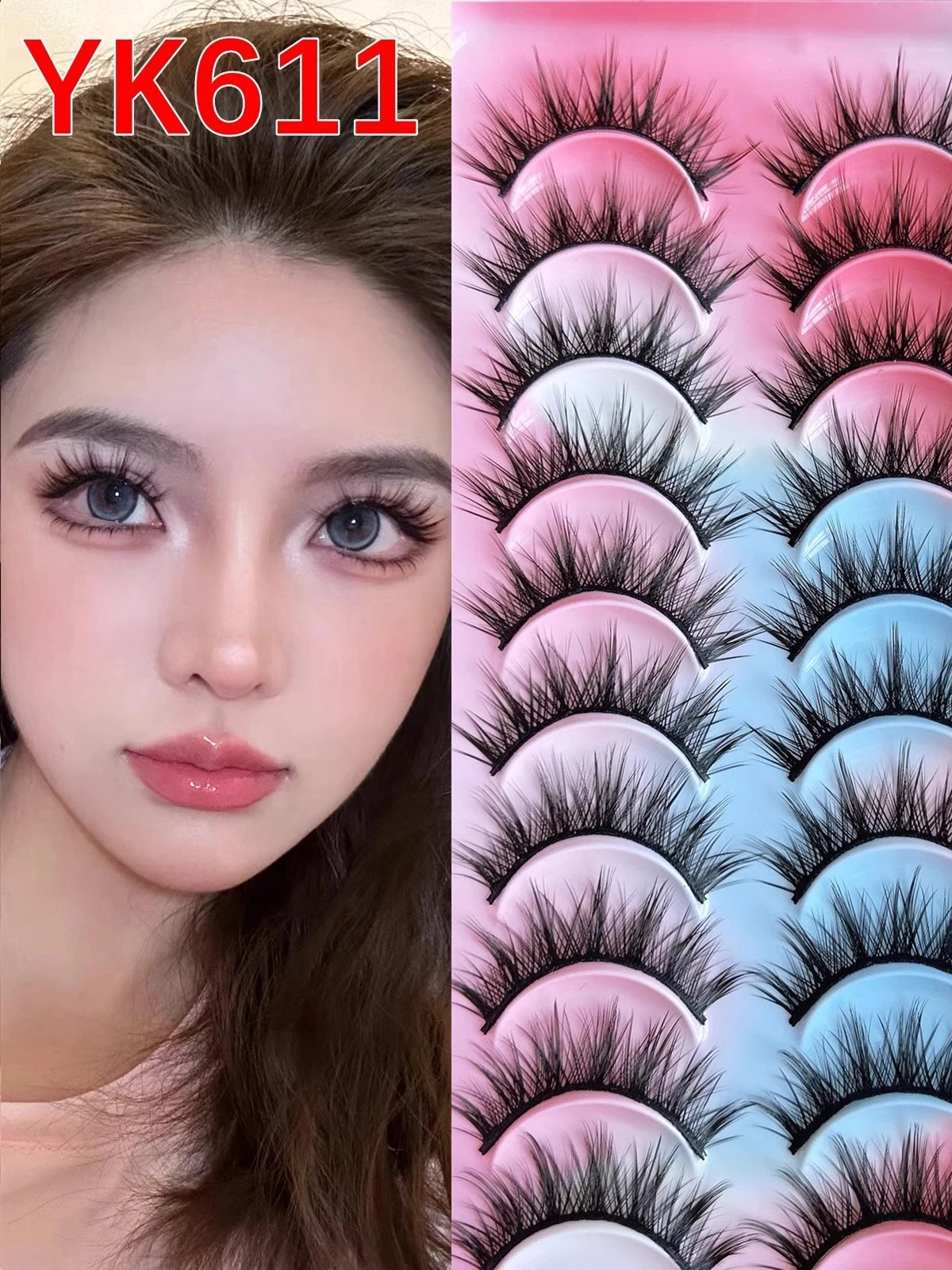 YK611 Big Devil Thick False Eyelash Hard Meme Cross Big Eyes Sharp Tail Exaggerated Eyelash Curling