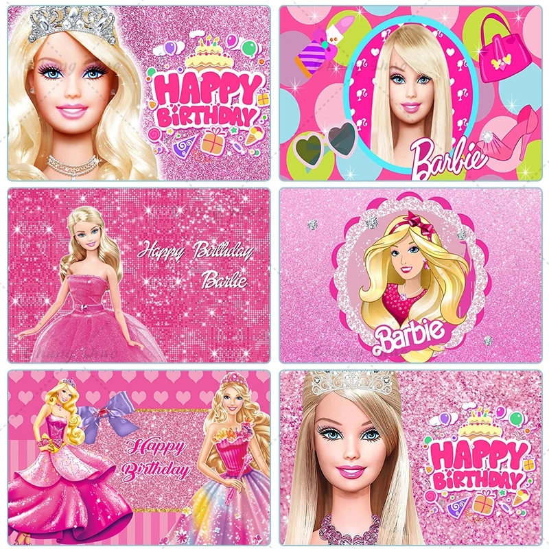 

Barbie Theme Pink Princess Photography Background Girls Birthday Party Decoration Photo Backdrop Baby Shower Banner Booth Props