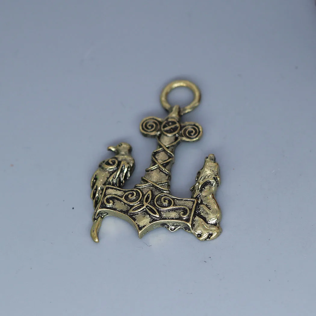 3Pcs/lot Valknut Vikings Norse Bird Wolf Anchor Charm Pendant For DIY Necklace Earrings Handmade Jewelry Making