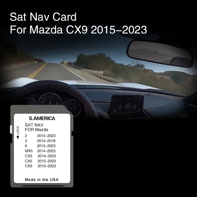 

Navigation Card for Mazda CX9 Car from 2015 to 2023 Map SAT Nav Cover South Anerica Country Chile Brazil Peru