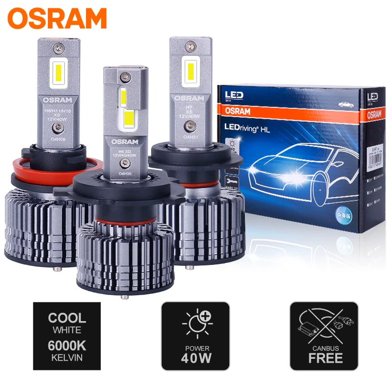 

OSRAM Classic 3.0 40W H7 H4 LED Car Headlights H1 H8 H11 9005/06 HB3 HB4 HIR2 9012 12V 6000K Super Bright White Lamps Auto Bulb