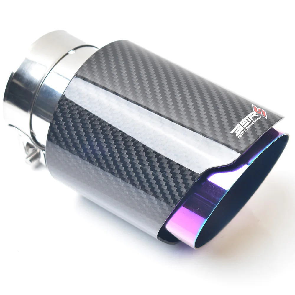 

Purple Brunt Universal Car Accessories Stainless Steel Muffler Tip End Pipe Twill Glossy Fiber Carbon