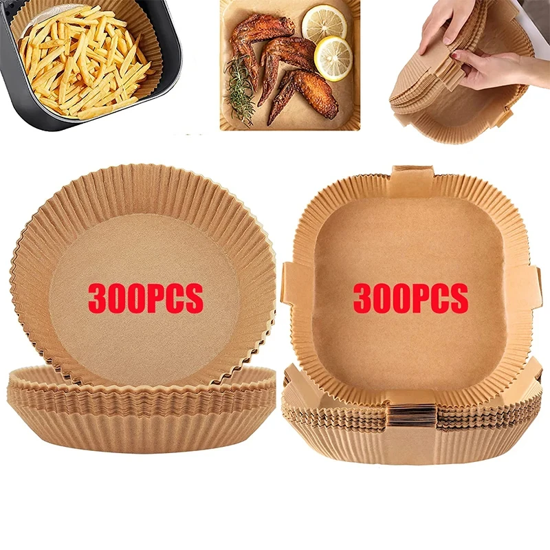Neue Luft fritte use Einweg Back papier Liner Tablett mit Griff Küche quadratischen/runden Grill Pergament Papier matte Air fryer Zubehör
