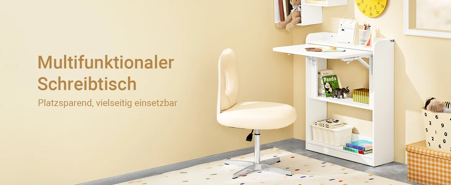 SoBuy FWT92 Schreibtisch klappbar Computertisch mit Ablagen Klapptisch Arbeitstisch Bürotisch für Homeoffice Wandtisch – Detail 1