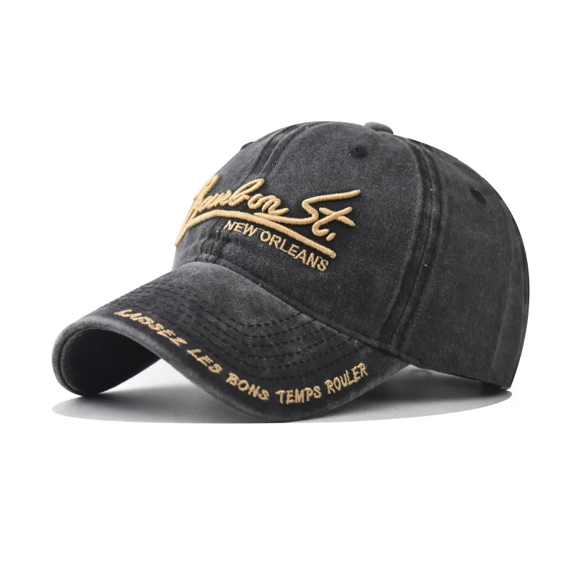 

Cotton Washed Vintage Large Letter Embroidered Baseball Cap Snapback Hat Unisex Outdoor D English Dad Hat