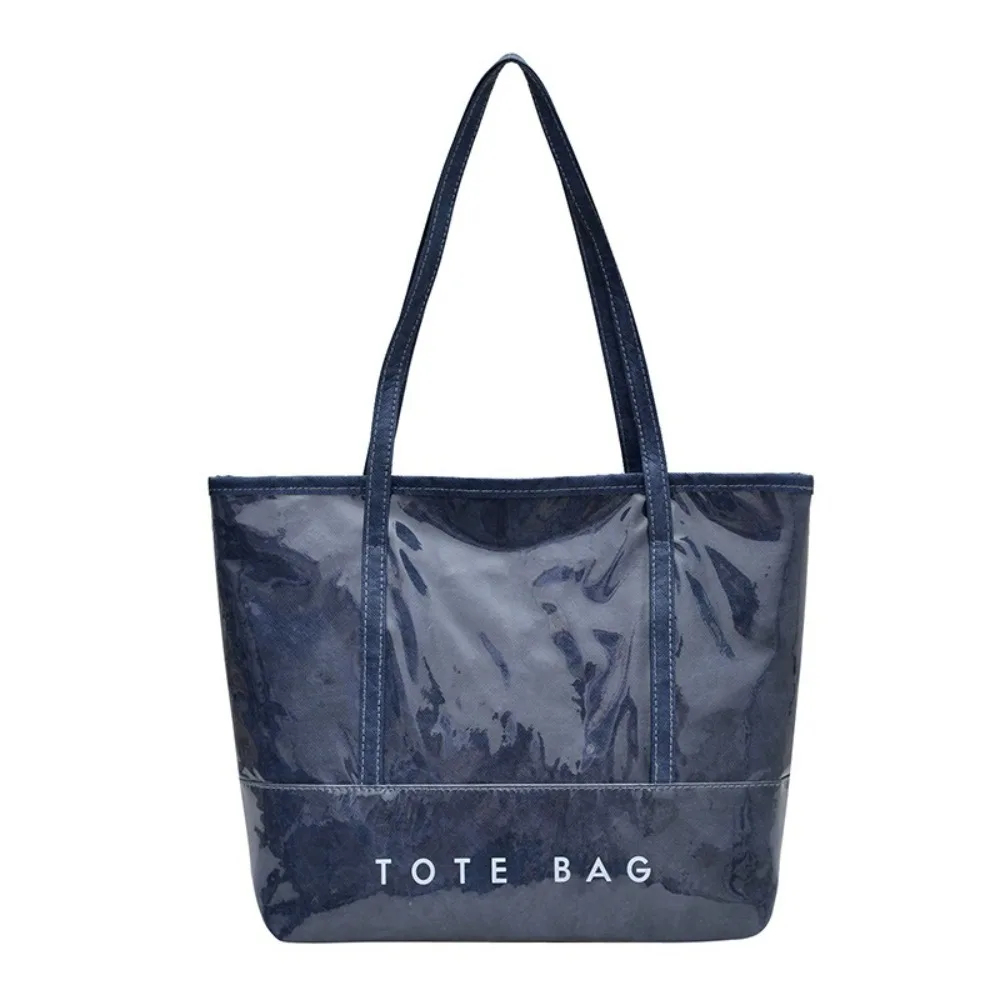 

Waterproof PVC Tote Bag Multi Function Solid Color Transparent Jelly Bag Large Capacity Shoulder Bag Beach Bag Fitness Bag