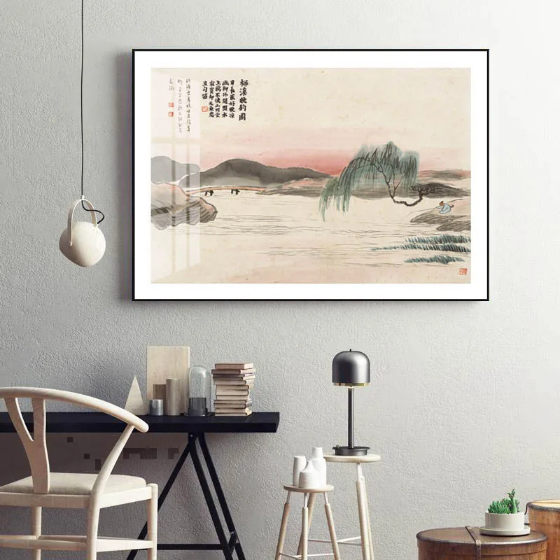 Chinese Landscape Ink Mountain river prints Wall Art Canvas posters Artwork Home living room bedroom den office Décor