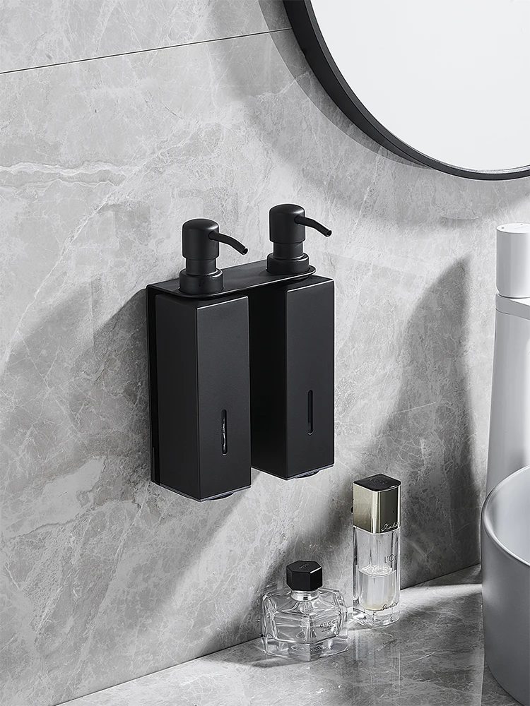 Stainless Steel Metal Shower Dispenser Black/Brush Refillable Hotel Shampoo Bath Gel Triple Soap Dispenser