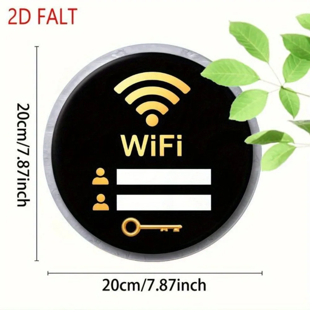 2D Flat, 1pc WiFi Password Sign - Self-Adhesive Durable Waterproof Black Acrylic, 2D Flat Wall-Mounted for Living Room, Office