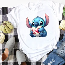 Disney Lilo & Stitch Women's T-shirt Summer Female Y2k Clothes Casual T-shirt Tops Streetwear Clothing Female Cartoon T-Shirt