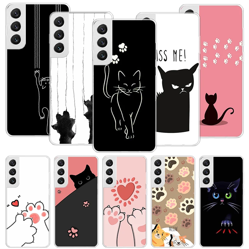 Cat Footprint Funny Paw Cute Phone Case For Samsung Galaxy S23 S24 S25 Ultra S20 FE S21 + S22 Plus S10 Soft Print Shell Cover Fu