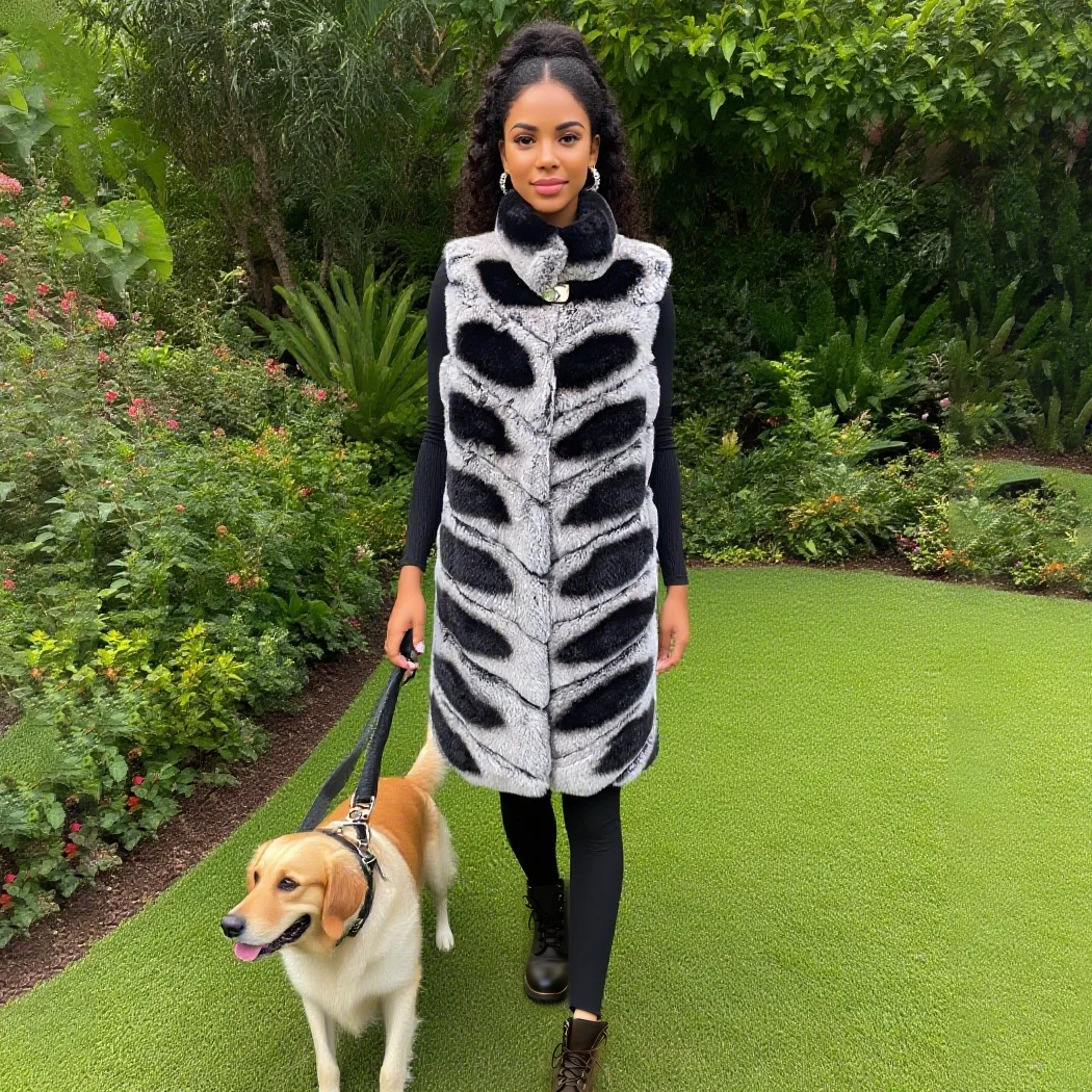 

Real Rex Rabbit Fur Long Vest length 88 cm 250503