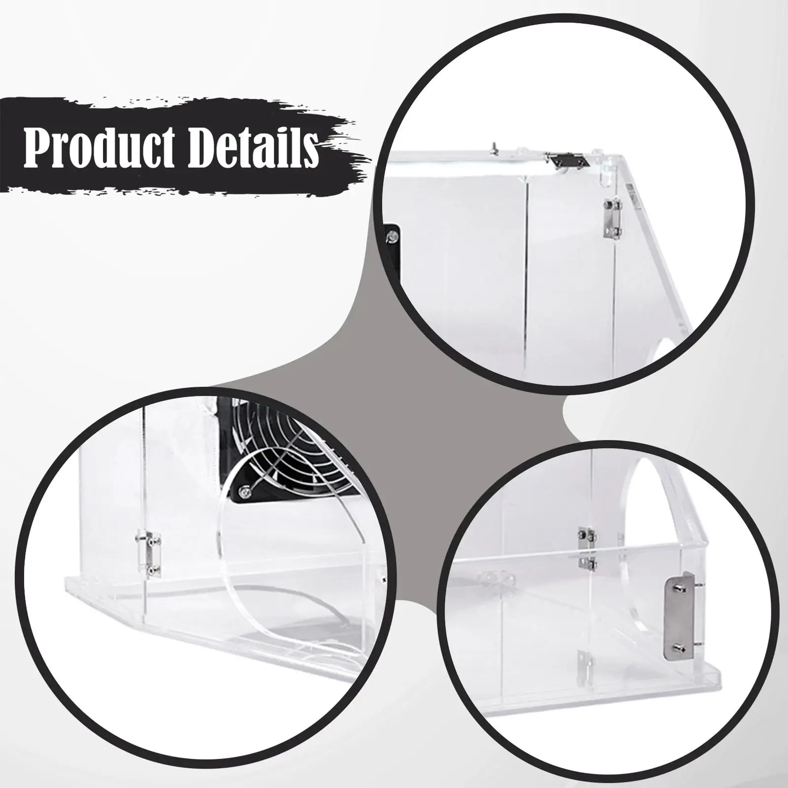 Acrylic Grinding Dust Box Built in Lights Clear for Jewelry Carving Coloring