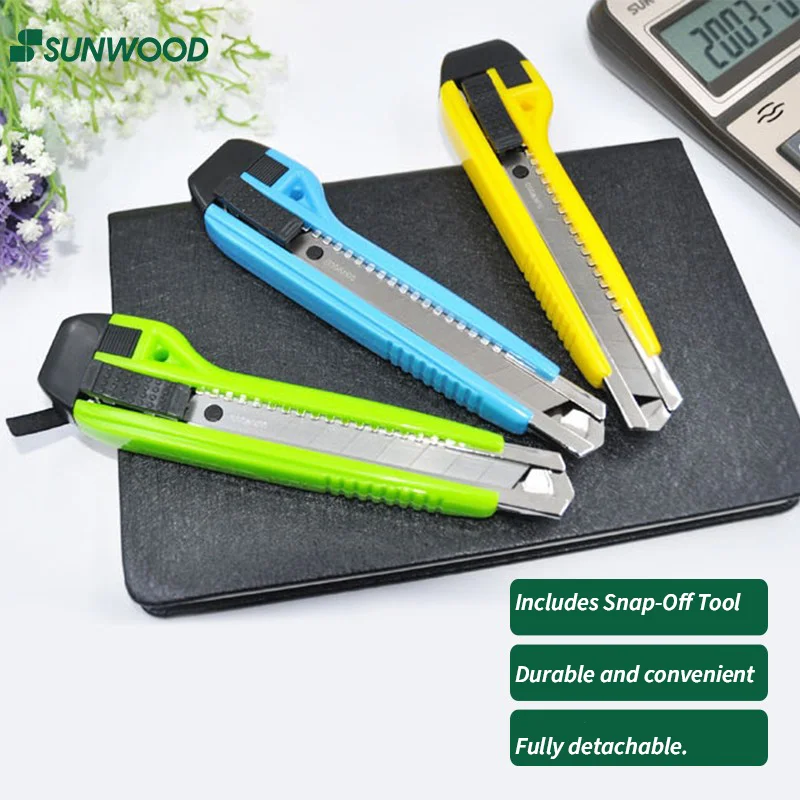 

SUNWOOD 91023 Large Metal Utility Knife, Safety Box Cutter with Handle