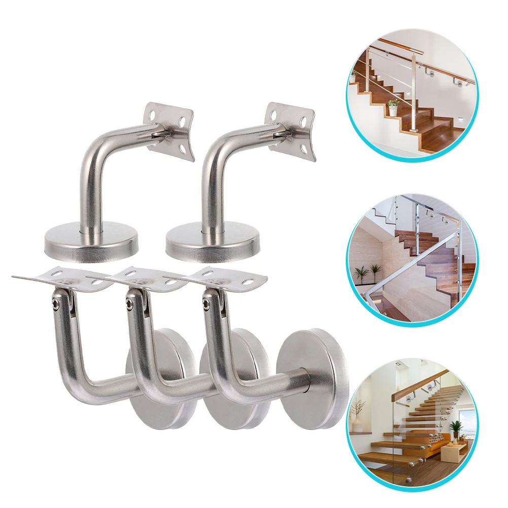 

5pcs Stainless Steel Seven-character Curved Wall Support Brackets Sturdy Corrosion Resistant Easy Install Decorative Handrail