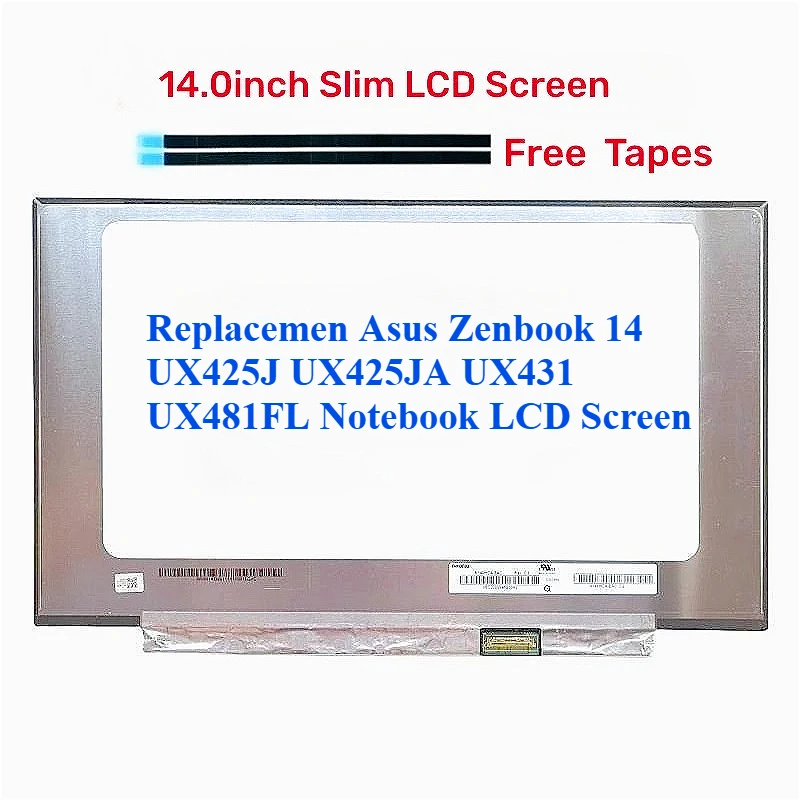 For Asus Zenbook 14 UX425J UX425JA UX431 UX481FL 14.0 30 pin FHD 1920*1080