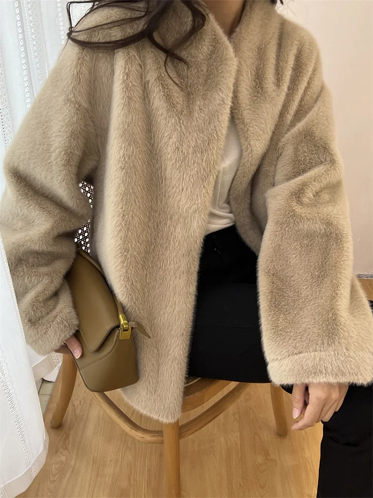 Mink Fur Coat for Women Long Eco Fur Coat Luxury Overcoat High Quality Warm Faux Fur Jacket Female Synthetic Fur Coat 2023