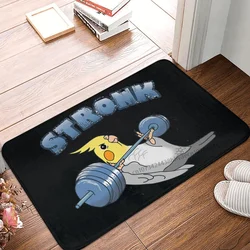 Animal Parrots Cockatiel Doodle Bath Mat Fitness Parrot Workout Doormat Flannel Carpet Balcony Rug Home Decor