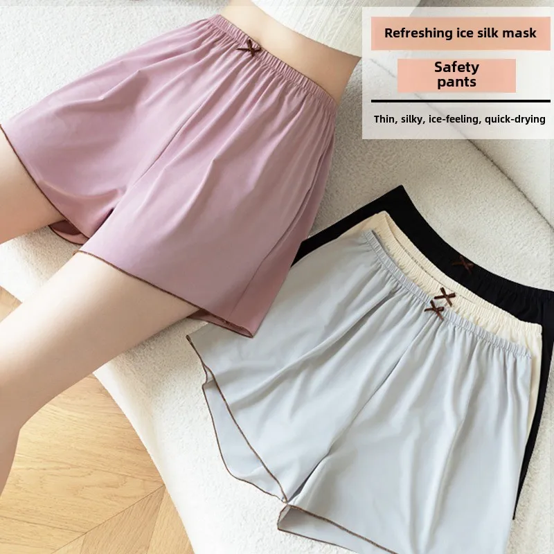 Pajama Pants Women Ice Silk Pants Summer Thin Leggings Loose Breathable Plus Size Girls Home Shorts White Pajama Pants Ladies