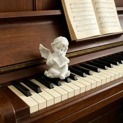 White Angel Resin Statue Vintage Cherub Sculpture Cute Fairy Figurine European Home Decor Room Aesthetic Bookshelf Ornament Craf