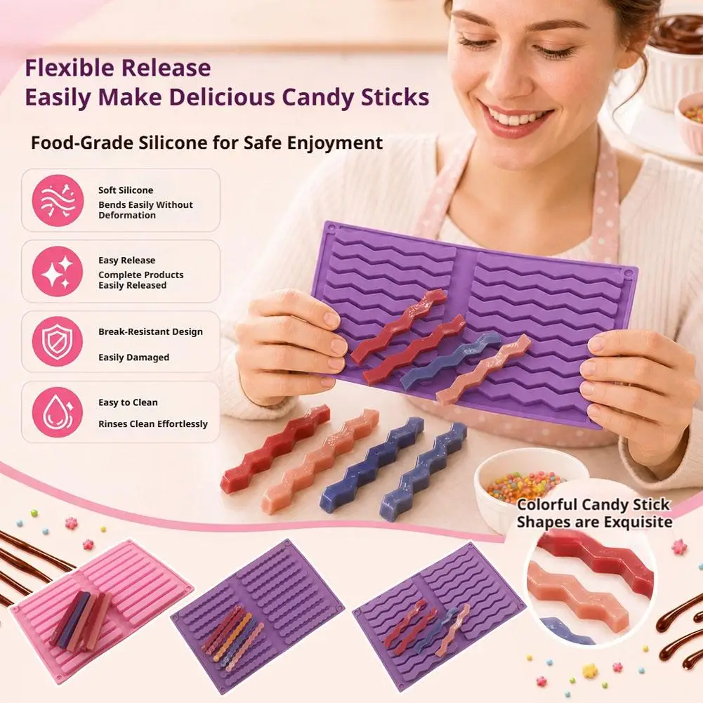 Premium 20Holes Wave Rectangle/Cylinder Fondant Chocolate Silicone Mold Ice Cube Tray Mold Soap Resin Cake Candy Baking Decor