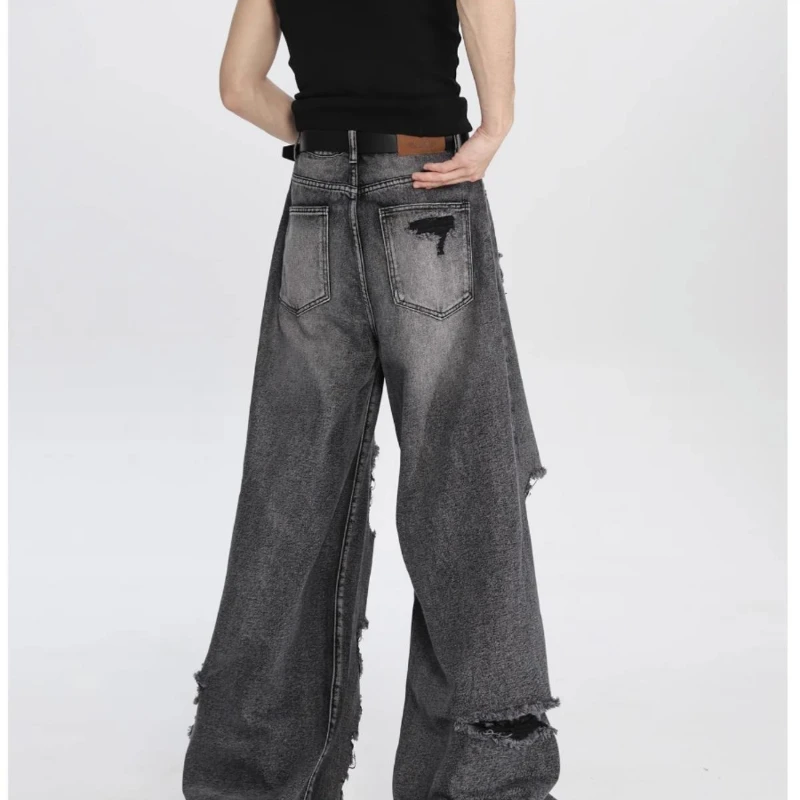Men Wide-legged Pants Wide-leg Pants Jeans Men Women Man's Clothing Vintage Y2K Hipster Summer Solid Streetwear Baggy Trouser
