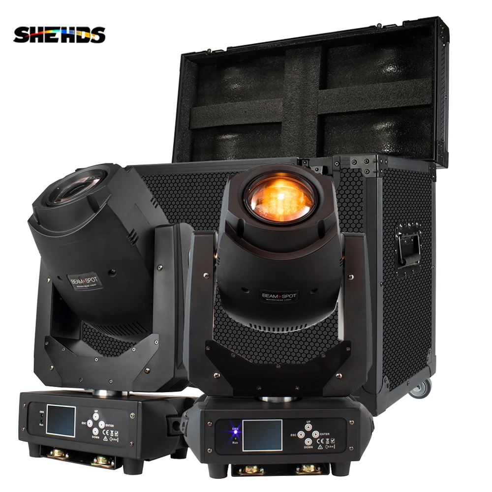 SHEHDS 2PCS LED Beam Spot 200W Lighting  Moving Head Light With Case DMX Disco Led Light  Part DJ Luz Projetor