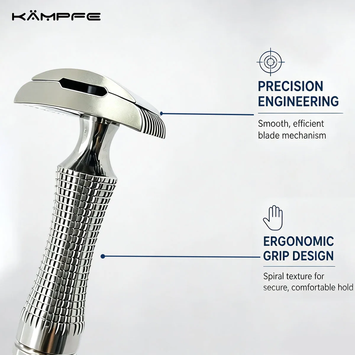 KAMPFE Stainless Steel /Titanium Safety Razor CNC Precision Machined Double Edge Manual Razor Smooth Wet Shaving  for Men view 4
