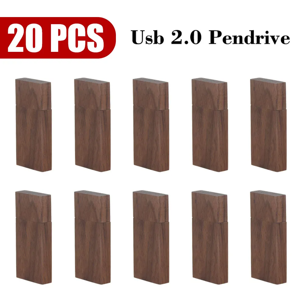 

20pcs/lot Customised Logo Wooden Pen Drive USB 2.0 Flash Drive 4GB 8GB 16GB 32GB 64GB Memory Stick for Photography Wedding Gift