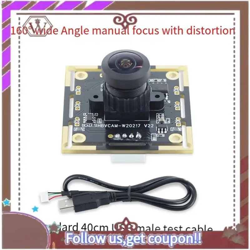 وحدة الكاميرا ABBG-720P 160 ° زاوية واسعة مع وحدة تشويه OV9732 بدقة 1 ميجابكسل لـ Raspberry Pi Android Linux Windows UVC MAC OS