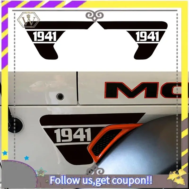 

ABXV-Side Fender Vent 1941 Decals, Precut Black PVC Sticker For Jeep Wrangler JL / Gladiator JT 2018-2024 Parts Accessories