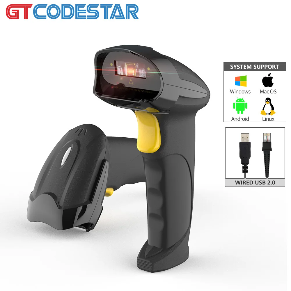 

GTCODESTAR USB 1D Scanner Handheld Barcode Scanner Laser Barcode Reader Wired Barcode Scan Gun for Supermarket Scanning