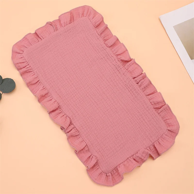 Embroidered Cotton Baby Gauze Comforting Towel Multifunctional Handkerchief Newborn Gift Towels Solid Infant Ruffle Burp Cloth