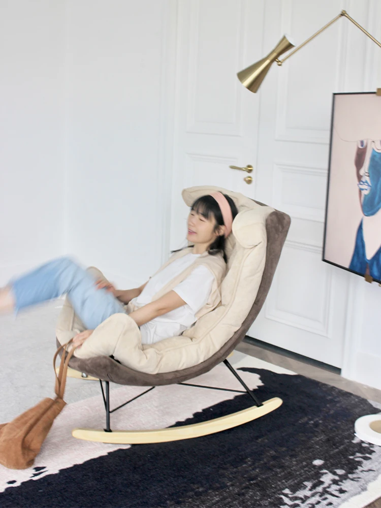 Cream-colored egg-shaped chair, smile chair, light luxury rocking