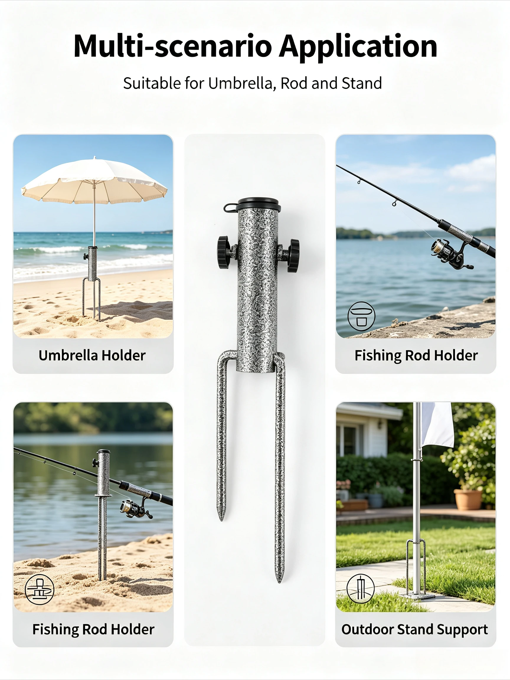 Multifunctional Iron Base 32cm Portable Stable Outdoor Umbrella Seat Black Diamond Color Durable Creative Design