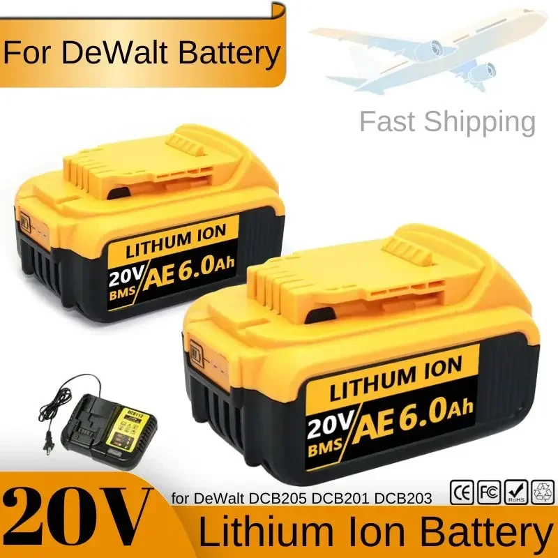 18V/20 Volt MAX 6.0Ah 8.0Ah12.0Ah DCB200 Replacement Li-ion Battery for DeWalt DCB205 DCB201 DCB203 Power Tool Batteries