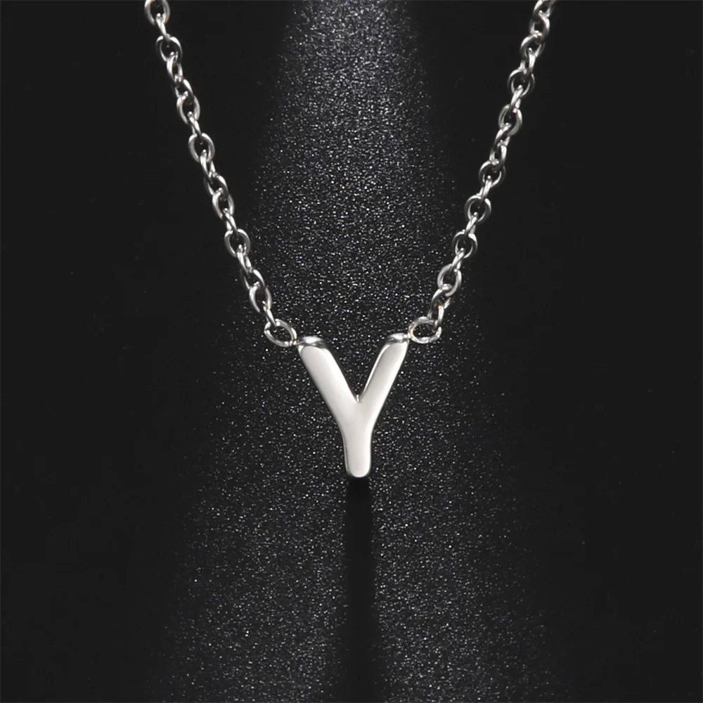 Initialen-Halsketten A-Z für Damen, Elegante Ketten, Choker, 26 Buchstaben-Anhänger, Edelstahl-Schmuck, Collier Femme – Detail 8