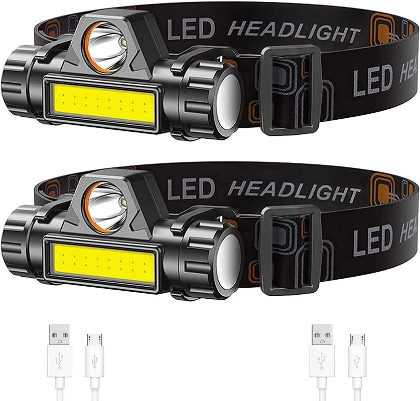 פנס ראש XP-G Q5 פנס ראש עמיד למים 2500 לומן Cob Led מובנה בטעינת USB סוללת 14450 עובדת אור 5W