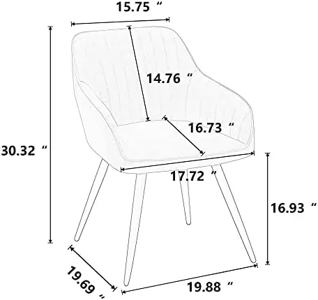 Faux Leather Accent Arm Chairs for Living Room Leisures/ Upholstered Chair with Metal Legs Set of 2 for Home Kitchen