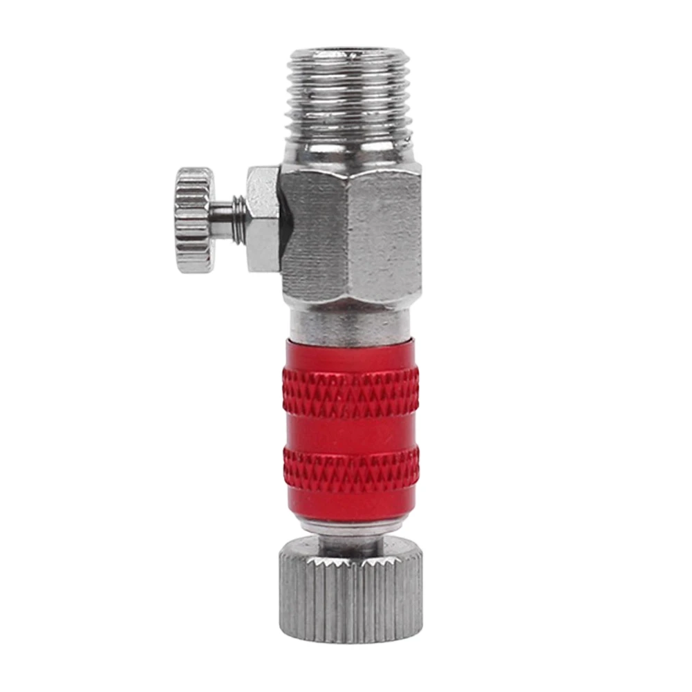 1/8 Airbrush Quick Connect Adapter Metal Flow Control Valve For Spray Hose Compressor Fitting Tool Silver Red