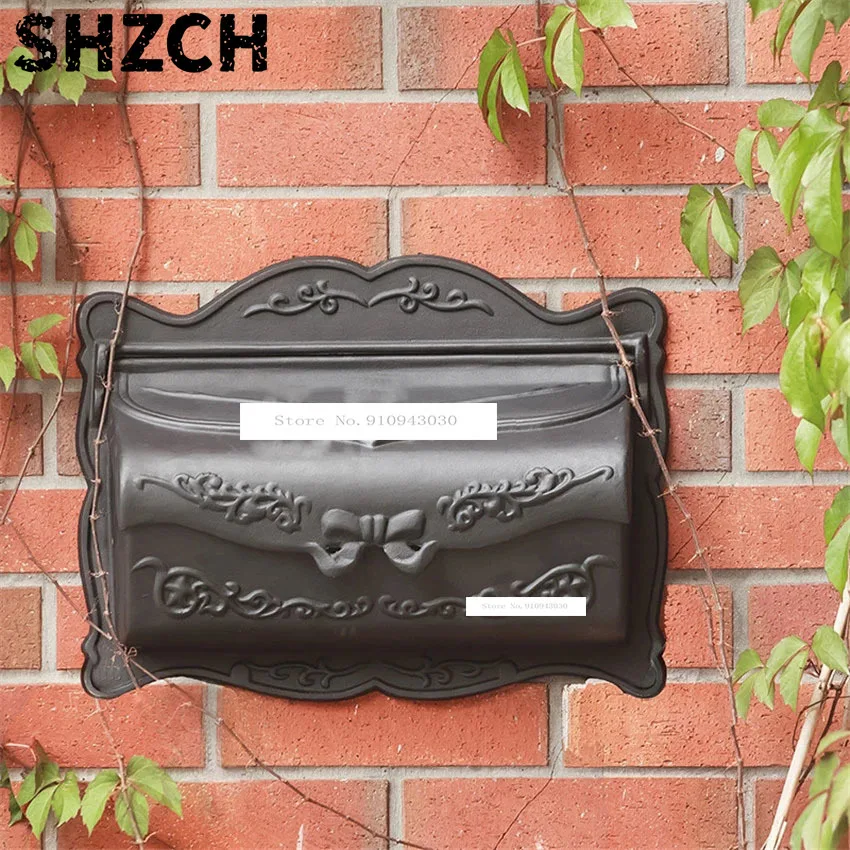 Rural Style Wall Mounted Aluminium Alloy Mailbox Metal Letter Post Box Home Garden Yard Newspaper Storage Decor Mail Box