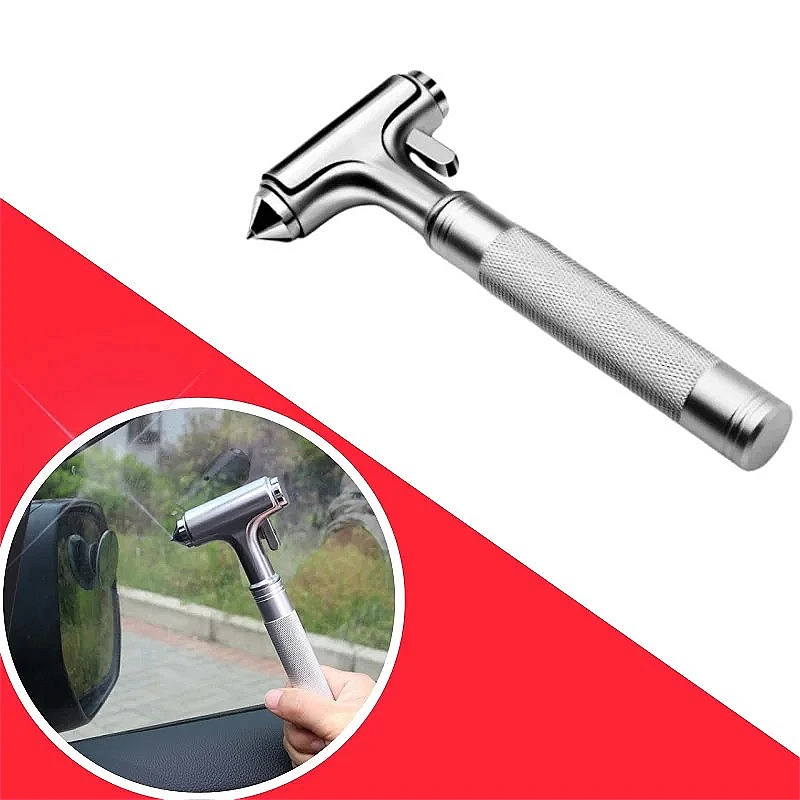 

2-in-1 Car Safety Hammer: Window Breaker & Seat Belt Cutter, Emergency Escape Tool with Tungsten Tip for Vehicle Rescue Kit