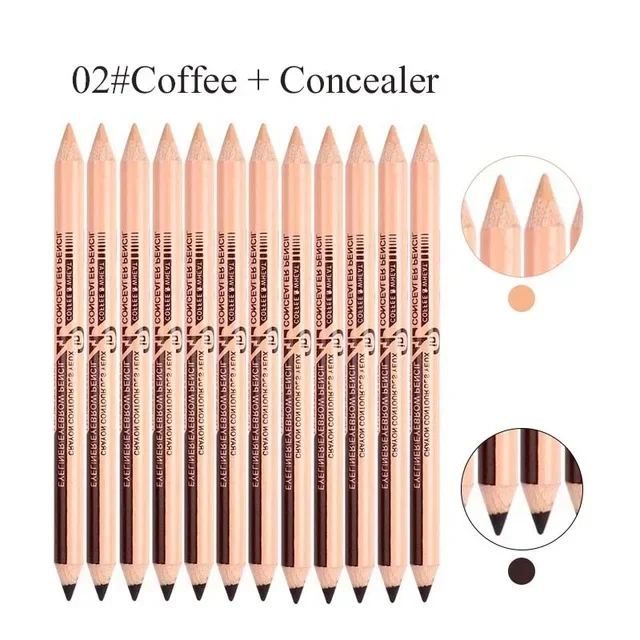 1Pcs Double-headed Black Eyebrow Pencil Dual-use Waterproof Lasting Anti-dark Circles Concealer Pen