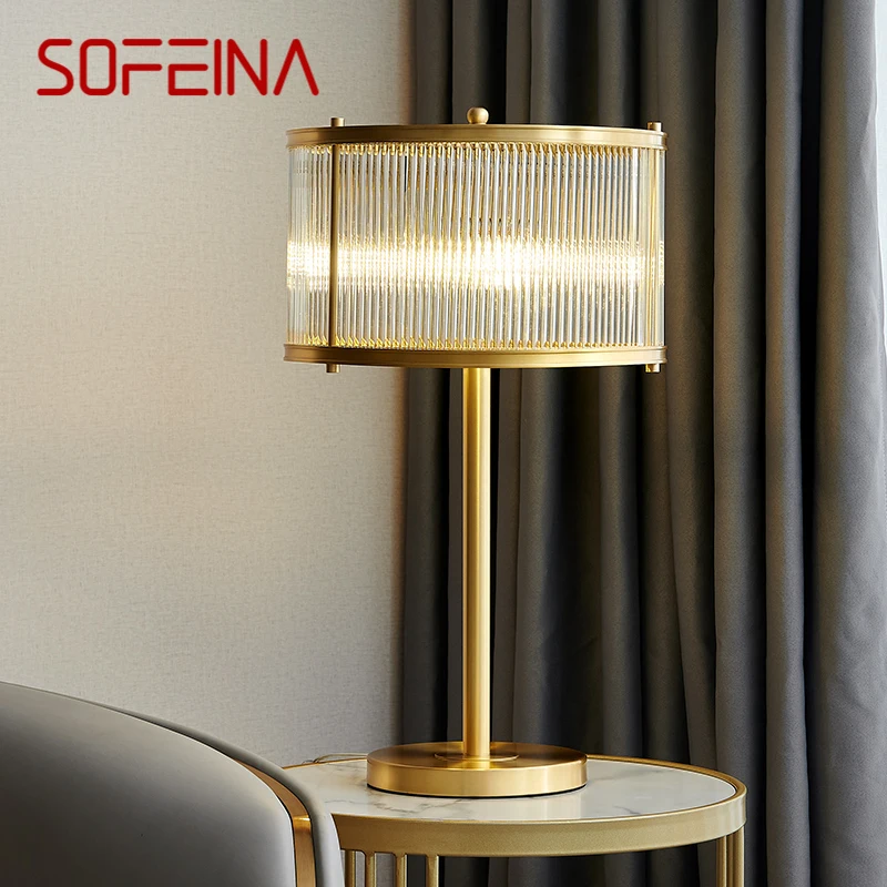 

SOFEINA Nordic Brass Table Lamp Modern Luxurious Living Room Bedroom Study LED Originality Desk Light