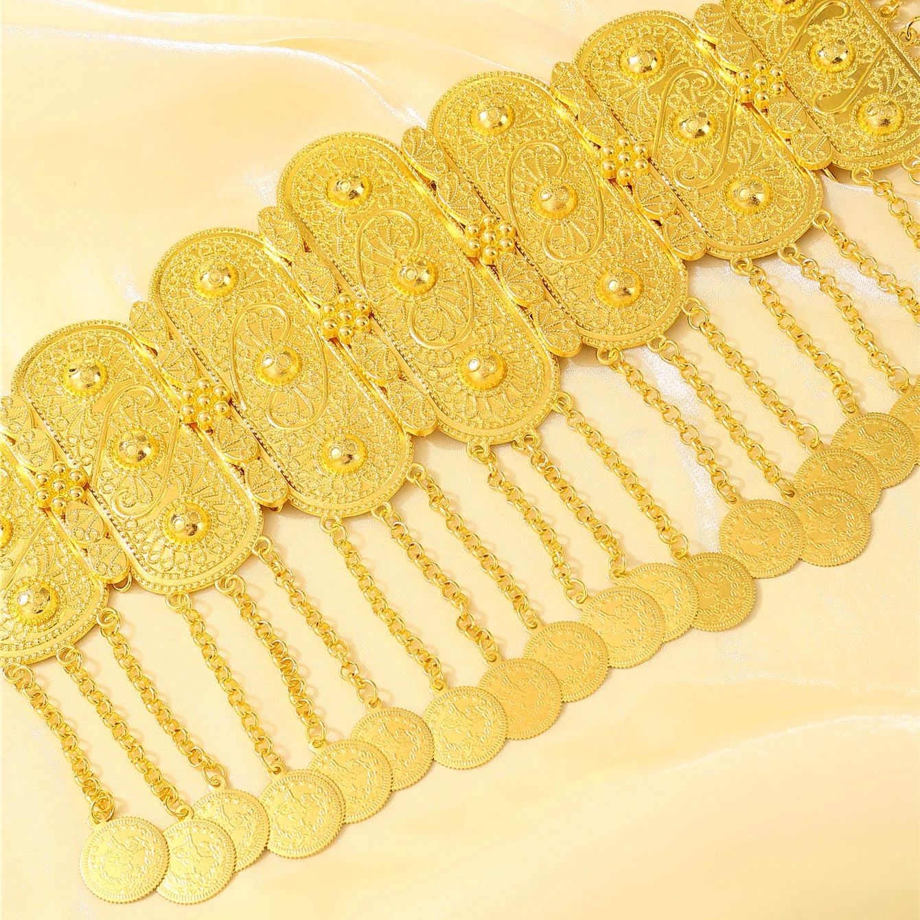 金色のモロッコローブウエストベルト痩身多用途ボディチェーンデイリーパーティーブライダルアクセサリー