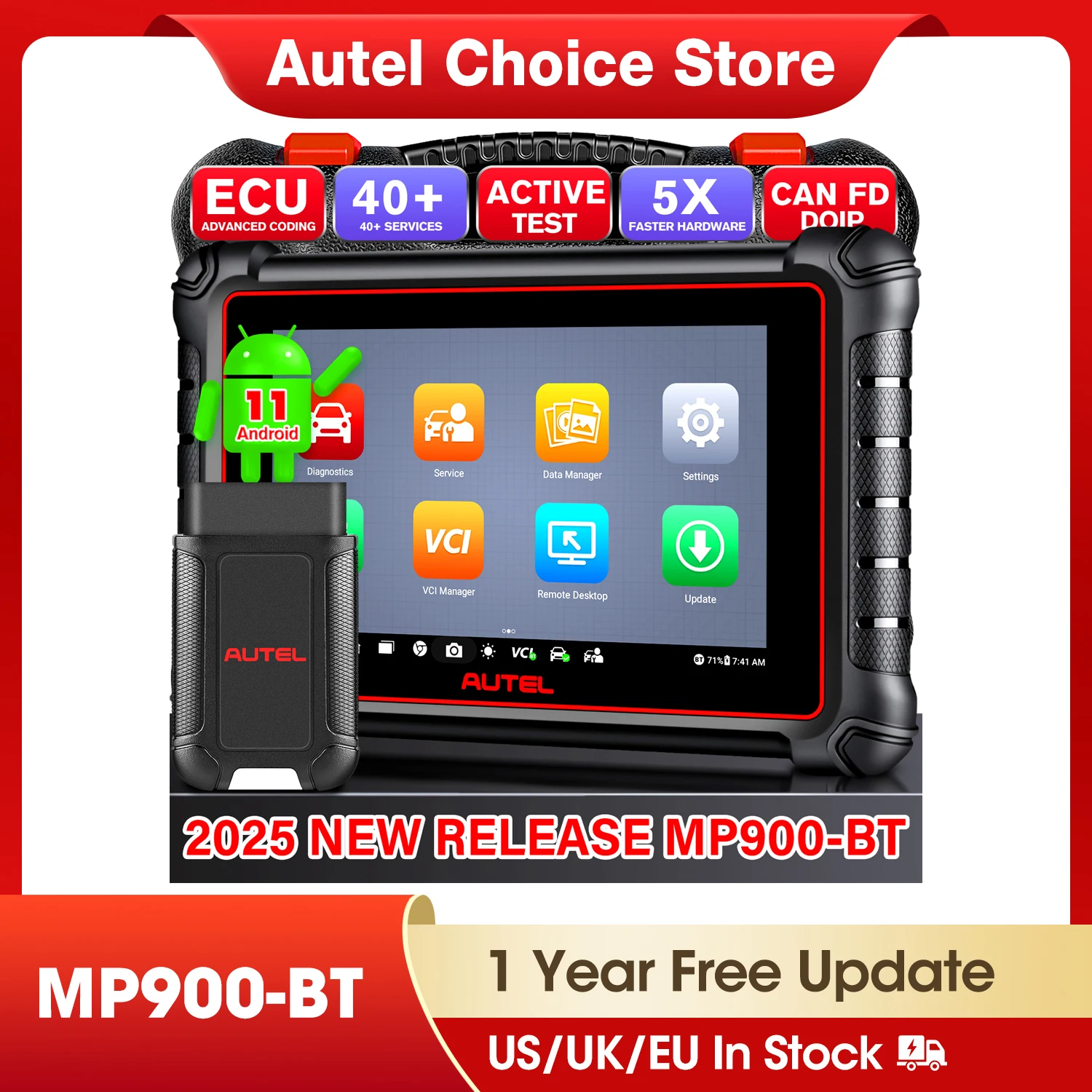 Autel MaxiPRO MP900-BT Scanner ECU Coding Bidirectional Scan Tool VIN/License Scan 40+ Service Upgraded of MP808 BT Pro/MP900